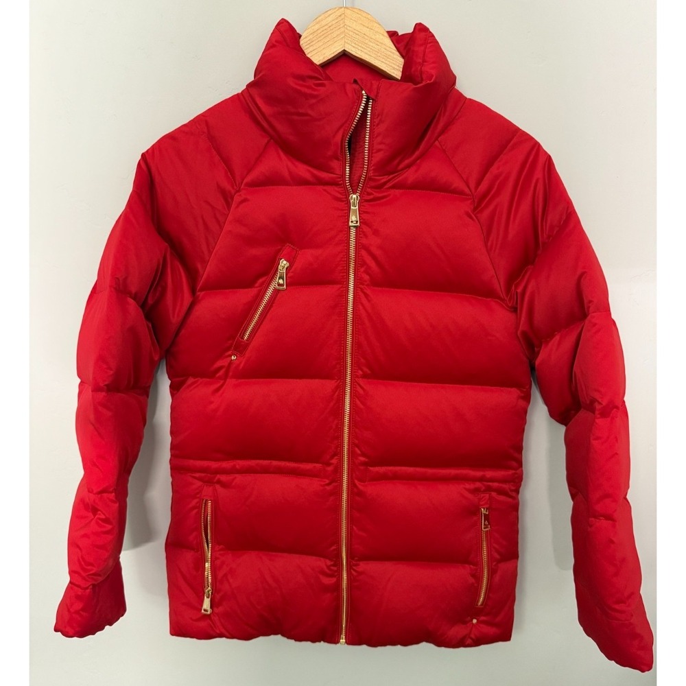Polo Lauren Ralph Lauren Womens Jacket Red XXS Satin Down Puffer Lipstick Winter